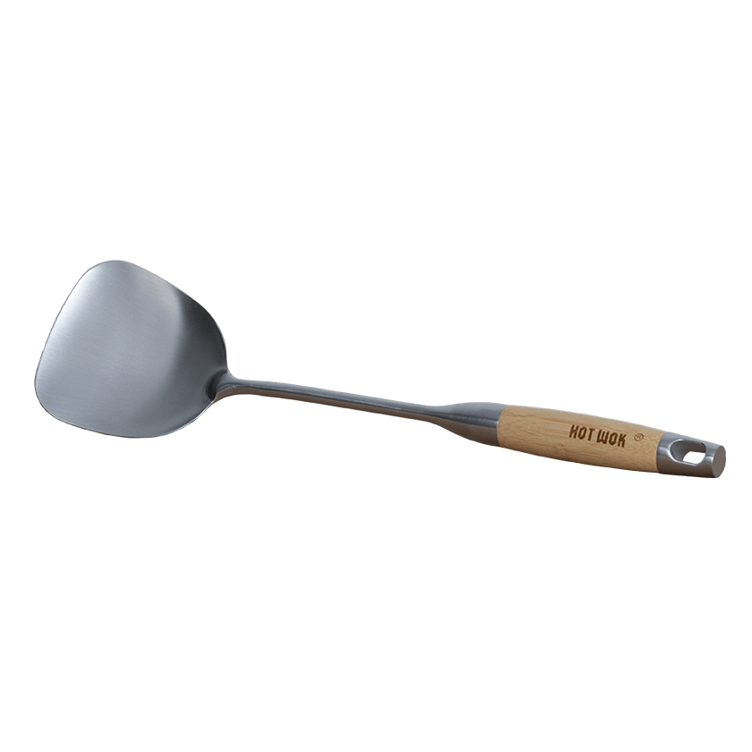 HOT WOK Wokwender aus Edelstahl mit Bambusgriff